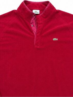 Lacoste Devanlay Brick Red Fleece Quarter Zip Snap Pullover Men’s Size 6 Large